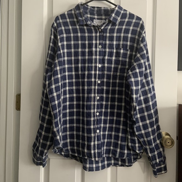 Camixa Tops - Linen Blue White Check Button up Shirt  Pkt Camixa by Celina Di Pisa Sz XXL